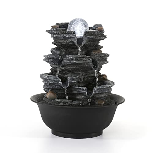 Tabletop Water Fountain Indoor Waterfalls Fountains with LED