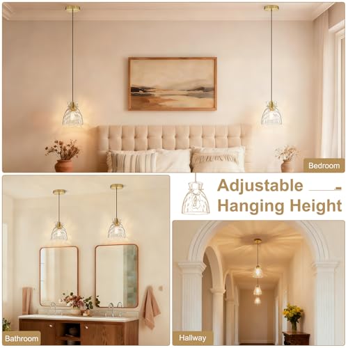 5.9" Mini Black Gold Hammered Glass Pendant Lights Kitchen Island 2 Pack (2 Count)