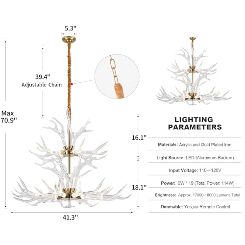 Acrylic Antler Chandelier Ceiling Light Fixtures