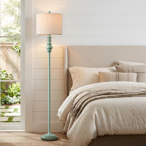 64.25" Farmhouse Floor Lamp with Remote (Rustic Blue)