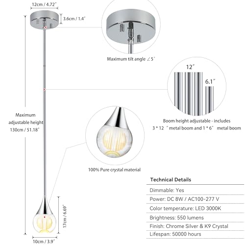 Chrome Silver Pendant Lights Kitchen Island (2 Count)