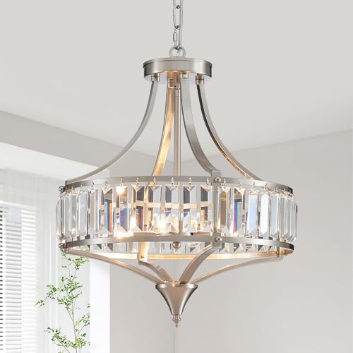 Crystal Chandeliers for Dining Room Rustic Farmhouse Pendant Round 4 (4 Count)