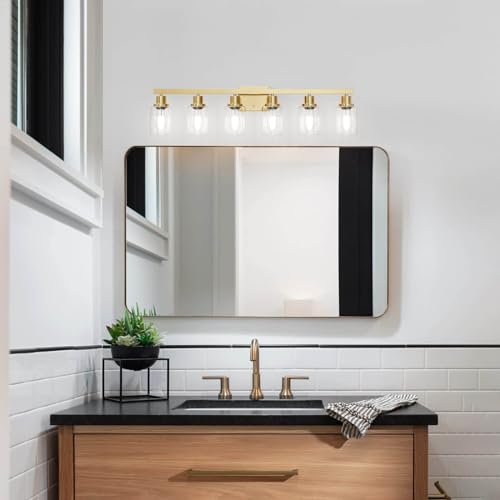 6 Light Gold Bathroom Vanity Light