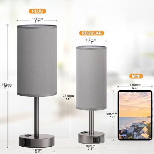 17.4" Grey Lamp for Bedroom