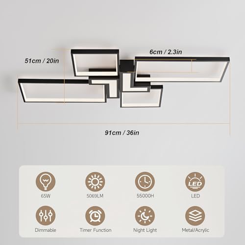 Modern Ceiling Light 35'' 65W 3000K