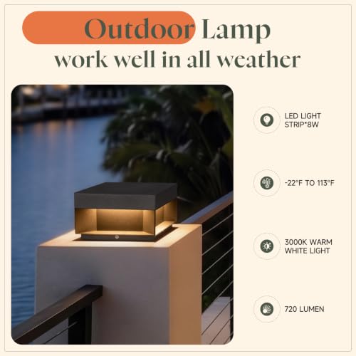 8'' Outdoor Post Lights Hard Wired