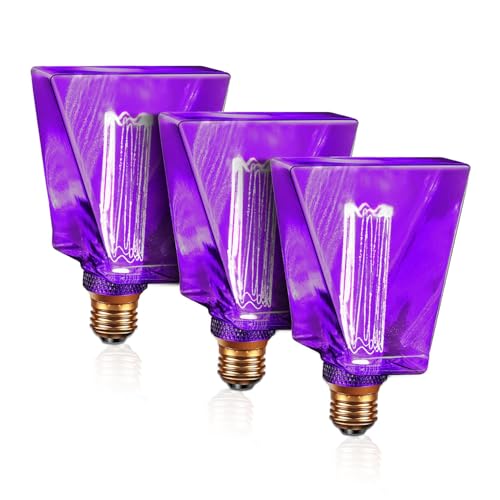 Purple Light Bulbs LED Vintage Light Bulb 3.5W Equivalent 20W Ice Shaped E26 Led Bulb Medium Base (3 Count)