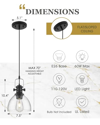2 Pack Black Pendant Light Kitchen Island (2 Count)