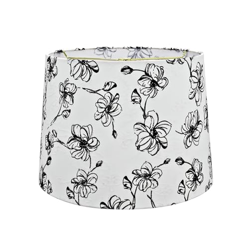 32323A Transitional Hardback Empire Shaped Spider Construction Lamp Shade in White with White & Black Flora