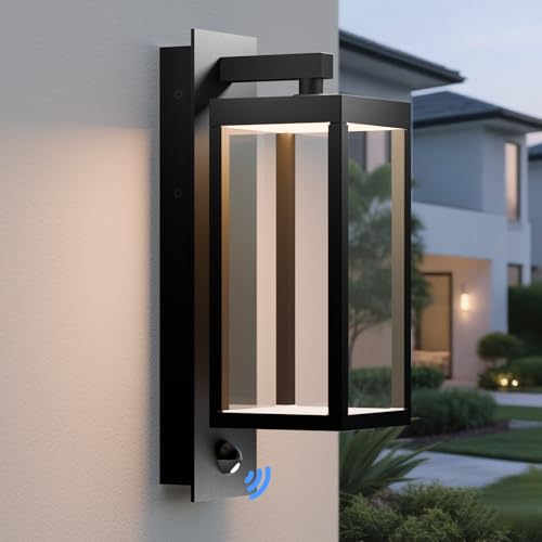Modern Motion Sensor Outdoor Wall Light Sconce with Glass