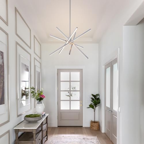 5 Lights Modern Sputnik Chandelier Brushed Nickel LED Sputnik Light Fixture