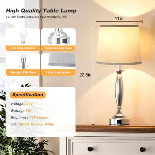 Bedroom Lamps for Nightstand (2 Count)