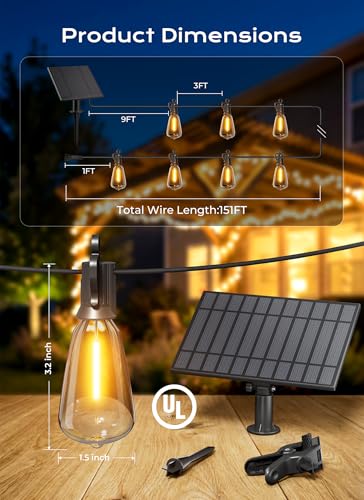 151FT Solar String Lights Outdoor (151 Foot)