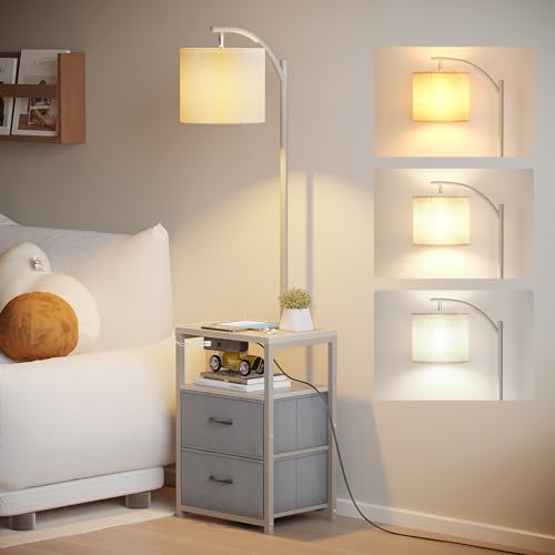 Floor Standing Lamp with Table & 2 Drawers