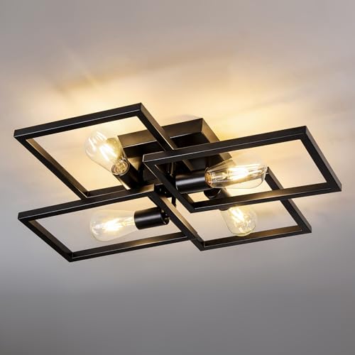 Black Industrial Semi Flush Mount Ceiling Light Kitchen Light Fixtures 4