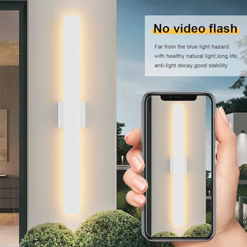 31.5" LED Outdoor White Wall Sconce (2 Count)