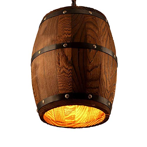 Antique Wood Wine Barrel Pendant Light