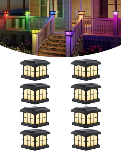 RGBCW Solar Post Cap Lights 8 (8 Count)