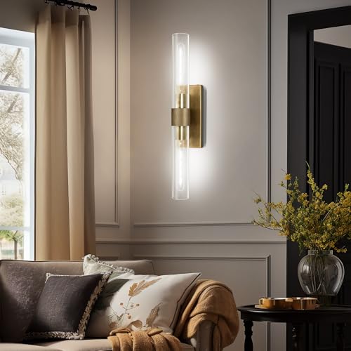 22.8" Knurled Brass Wall Sconces
