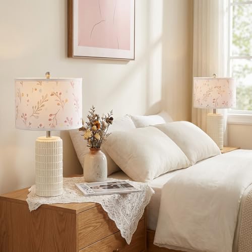 23'' Table Lamp with Flower Lampshade for Night Stands