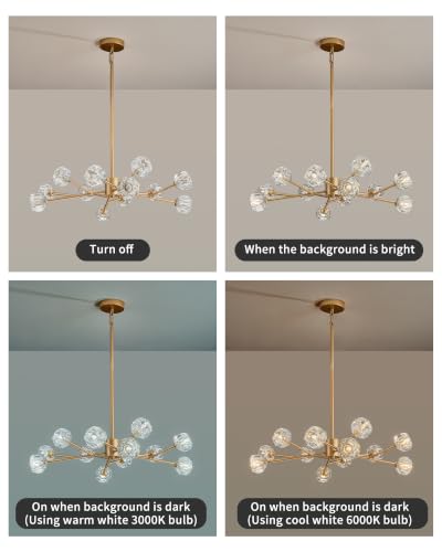 Gold Sputnik Chandeliers for Dining Room Light Fixture Over Table