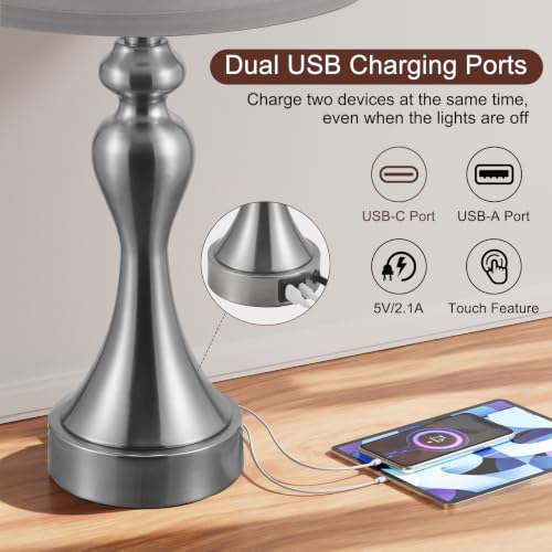 Touch Lamps for Nightstand (2 Count)