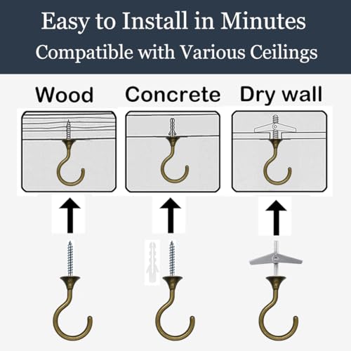Large Swag Ceiling Hooks Heavy Duty Swag Hook with Hardware for Hanging Plants Ceiling Installation Cavity Wall Fixing