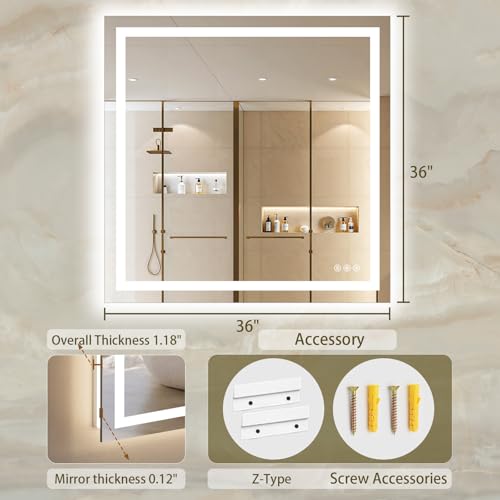 36"x36" LED Bathroom Mirror with Lights