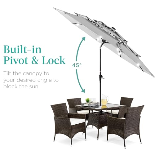 10ft 3 Tier Solar Patio Umbrella