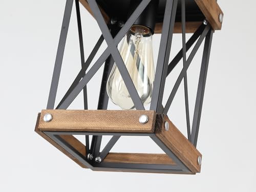 2 Pack Rustic Farmhouse Wood Pendant Light Fixture One (2 Count)