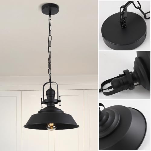 14" Farmhouse Black Pendant Light for Kitchen Island