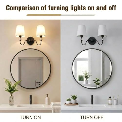2 Light Vintage Bathroom Vanity Light Fixtures Over Mirror
