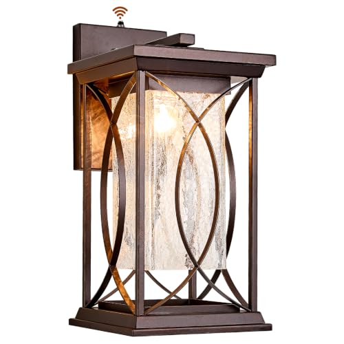 18" Oil Rubbed Bronze Large Outdoor Wall Lantern Dusk to Dawn Coach Light Modern Extra Large Deep Brown Exterior Sconce Waterproof Metal with Crack