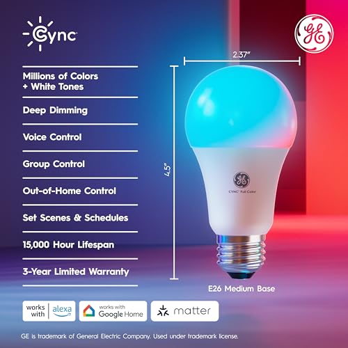 GE A19 LED Smart Light Bulbs (2 Count)