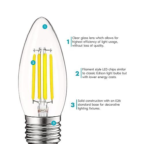 5W Vintage E26 Candelabra LED Bulb 60W Equivalent (6 Count)