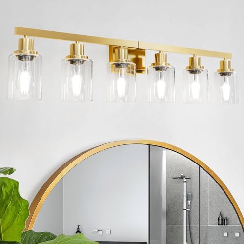 6 Light Gold Bathroom Vanity Light