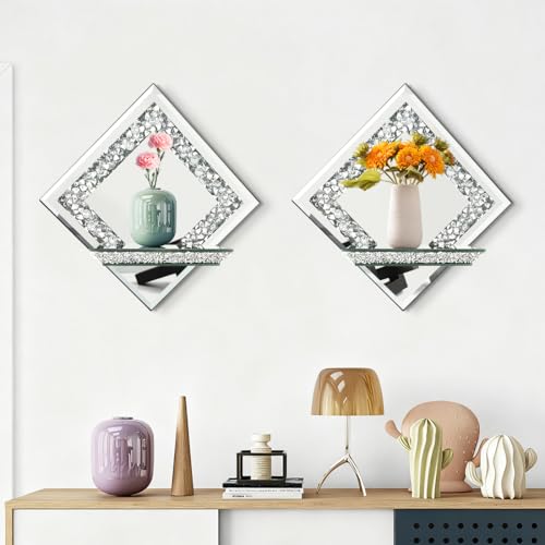 Mirrored Candle Sconces with Acrylic Diamond