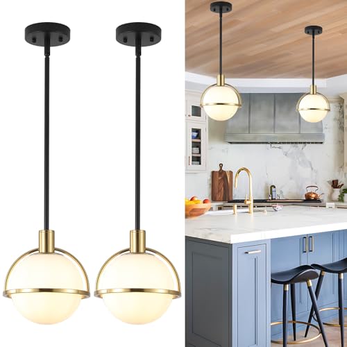 2 Pack Modern Mid Century Globe Pendant Lights
