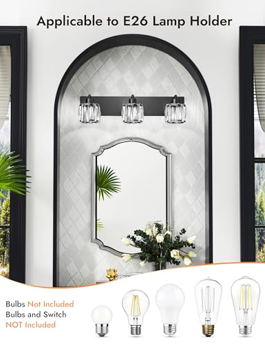 Crystal Vanity Lights for Bathrooms (3 Count)