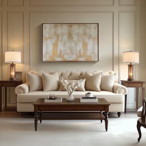 Farmhouse Table Lamps for Living Room with USB C+A Ports