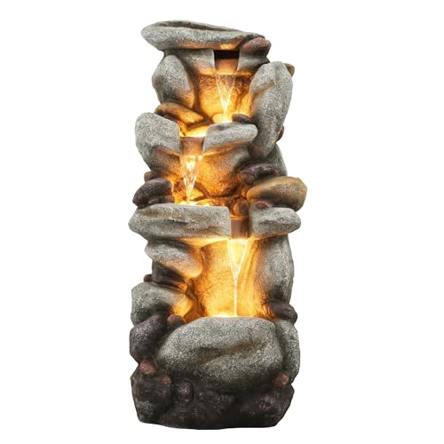 Utym 40" H Oversized Pebbles Rock Outdoor Fountain with Warm LED Lights