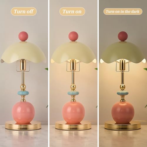 Modern Green Metal Shade Table Lamp Plug in Metal Base Desk Light with Plug Cord Switch for Bedroom Bedside Living Room