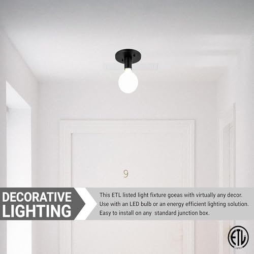 Lamp Holder Socket E26 Medium Base Antique Style Black Finish 60W ETL Listed Pack of 4 (4 Count)