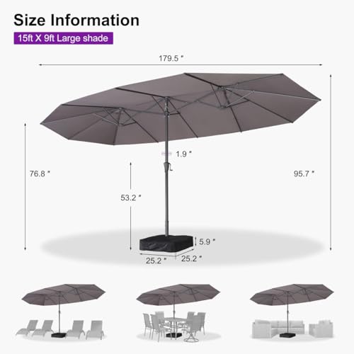 Outdoor Umbrella 15ft with Base UV Resistant