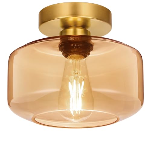 Industrial Semi Flush Mount Ceiling Light Brushed Gold