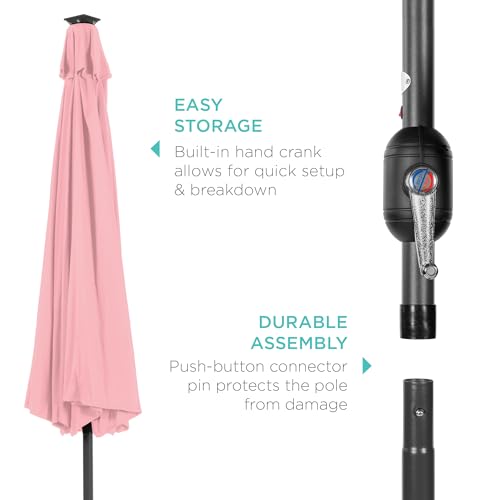 10ft Solar Polyester LED Lighted Patio Umbrella w