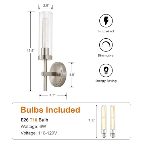 Brushed Nickel Wall Sconces Set of 2 (2 Count)