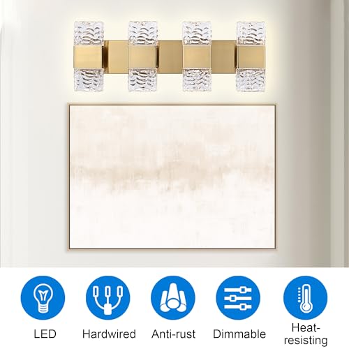 4 Lights Bathroom Vanity Light Fixtures 3000K Warm Lighting