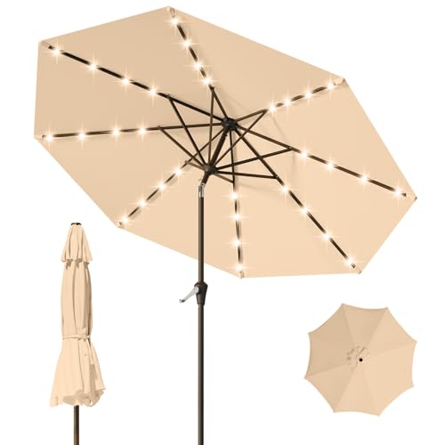 9FT Patio Umbrella with Solar Lights