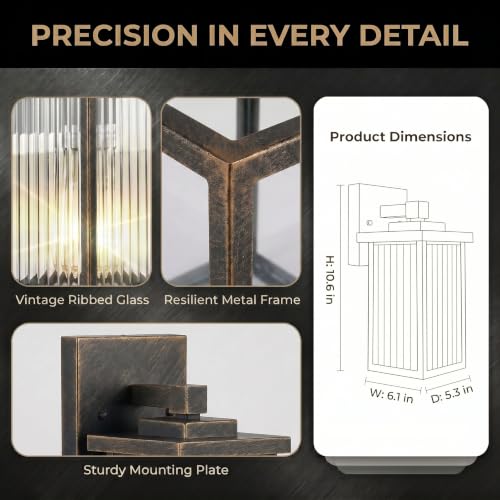 2 Pack Black Brush Gold Porch Light